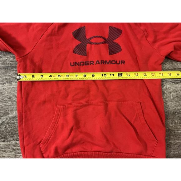 Under Armour Hoodie Boys Youth Large Red Black Pullover Athletic Sweatshirt Logo - Picture 5 of 6